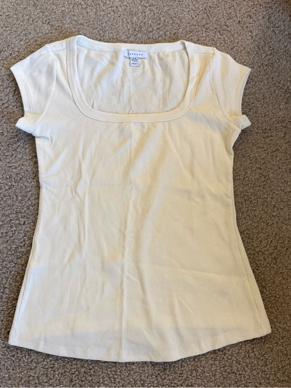 ASOS Women's Cream Rib Scoop Neck Top
